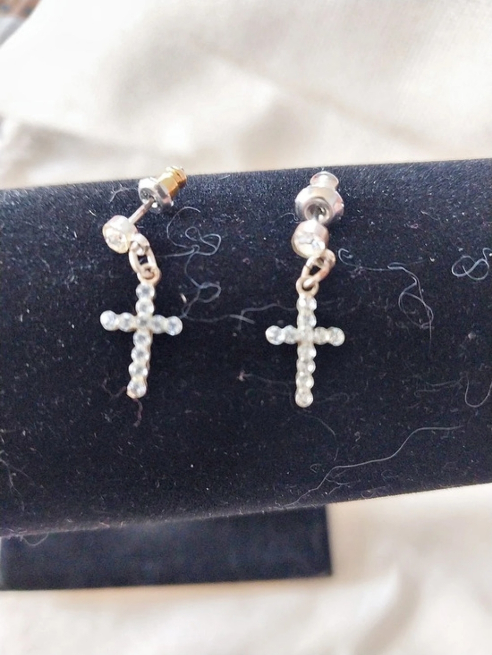 Silver Cross Drop Earrings Like New